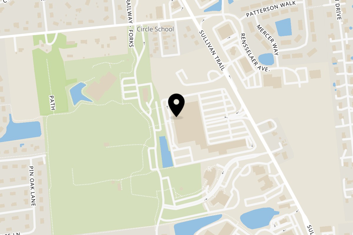 Map showing the location of Desi Flavors Indian Cuisine on 1800 Sullivan Trail in Easton